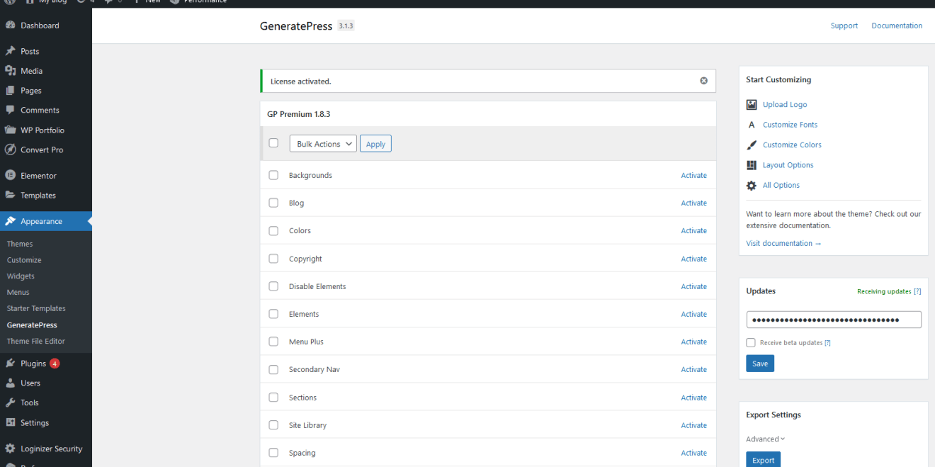GeneratePress Theme Premium License Key Activation - Image 2