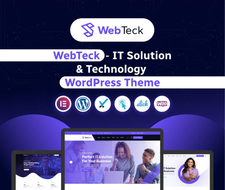 Webteck is a modern IT Solution & AI Technology WordPress Theme perfect for IT services, SaaS, cyber security, startups, and tech agencies. Fully responsive, customizable, and packed with pre-built pages to boost your online presence.