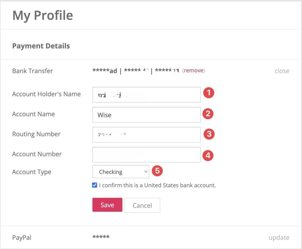 TopCashback Payment Details